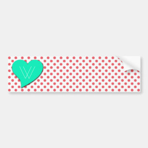 Coral Pink Polka Dots-Monogram van Shirley Taylor Bumpersticker