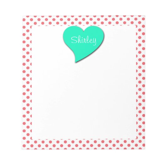 Coral Pink Polka Dots-Monogram van Shirley Taylor Notitieblok (Voorkant)