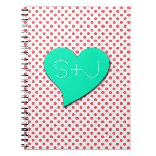 Coral Pink Polka Dots-Monogram van Shirley Taylor Notitieboek