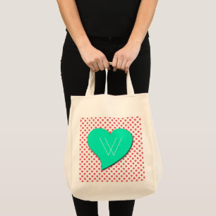 Coral Pink Polka Dots-Monogram van Shirley Taylor Tote Bag