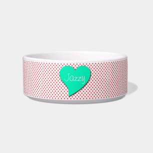 Coral Pink Polka Dots-Monogram van Shirley Taylor Voerbakje