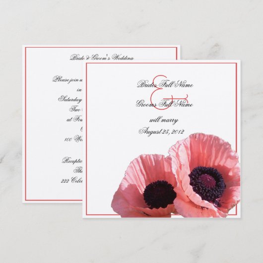 Coral Pink Poppies Kaart (Voorkant / Achterkant)