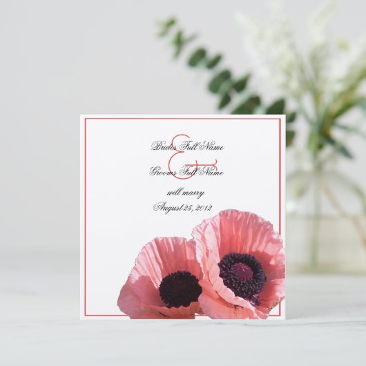 Coral Pink Poppies Kaart (Staand voorkant)