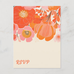 Coral Pink Poppy Flower RSVP Briefkaart