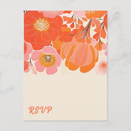 Coral Pink Poppy Flower RSVP Briefkaart (Voorkant)