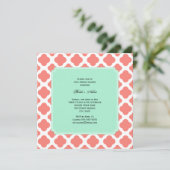 Coral Pink Quatrefoil en Mint Green Vrijgezellenfe Kaart (Staand voorkant)
