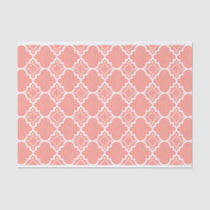 Coral Pink Quatrefoil Geometric Patroon Tissuepapier