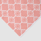 Coral Pink Quatrefoil Geometric Patroon Tissuepapier (Detail)