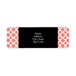 Coral Pink Quatrefoil Patroon Etiket