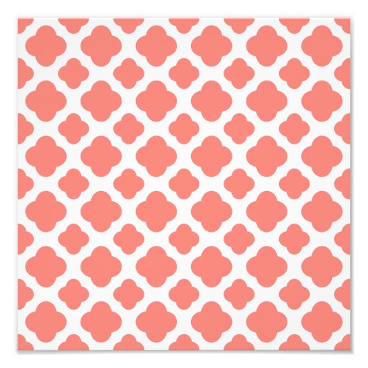 Coral Pink Quatrefoil Patroon Foto Afdruk (Voorkant)