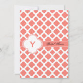 Coral Pink Quatrefoil Pattern Vrijgezellenfeest Kaart (Achterkant)