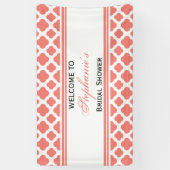 Coral Pink Quatrefoil Pattern Vrijgezellenfeest Spandoek (Verticaal)