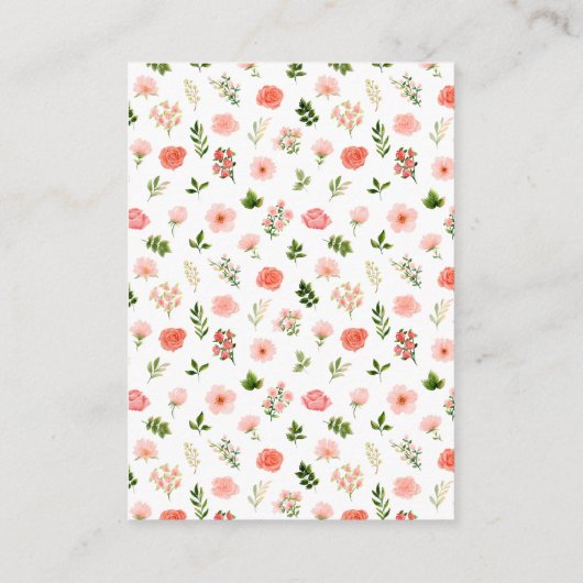 Coral Pink Red Roses Baby Display Shower Informatiekaartje (Achterkant)