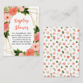 Coral Pink Red Roses Baby Display Shower Informatiekaartje (Voorkant / Achterkant)