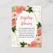 Coral Pink Red Roses Baby Display Shower Informatiekaartje (Voorkant)
