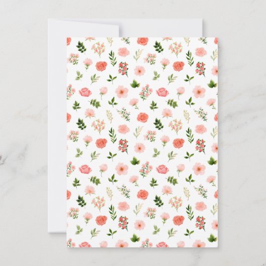 Coral Pink Red Roses Floral Baby Shower Bedankkaart (Achterkant)