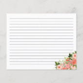 Coral Pink Red Roses Floral Recipe Card (Achterkant)