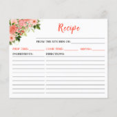 Coral Pink Red Roses Floral Recipe Card (Voorkant)