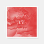Coral Pink Rose, naam, 35th Birthday Party Paper Servetten (Voorkant)