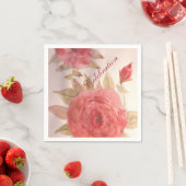 Coral Pink Rose Napkins Servetten (Insitu)