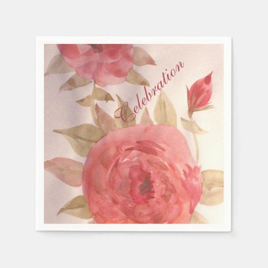 Coral Pink Rose Napkins Servetten (Voorkant)