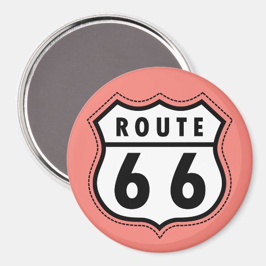 Coral Pink Route 66 teken Magneet (Voorkant / Achterkant)