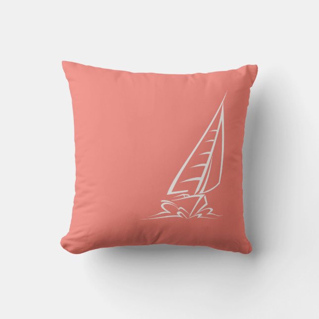 Coral Pink Sailing Kussen (Voorkant)