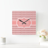 Coral Pink Salmon Dee Pattern gepersonaliseerd Vierkante Klok (Huis)