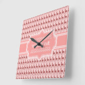Coral Pink Salmon Dee Pattern gepersonaliseerd Vierkante Klok (Hoek)