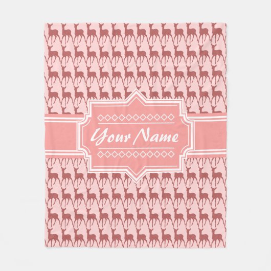 Coral Pink Salmon Deer Pattern | Gepersonaliseerd Fleece Deken (Voorkant)