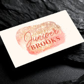 Coral Pink Social Media QR Code Gold Glitter Visitekaartje