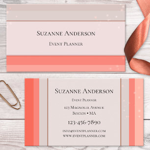 Coral Pink Sparkle Event Planner Visitekaartje