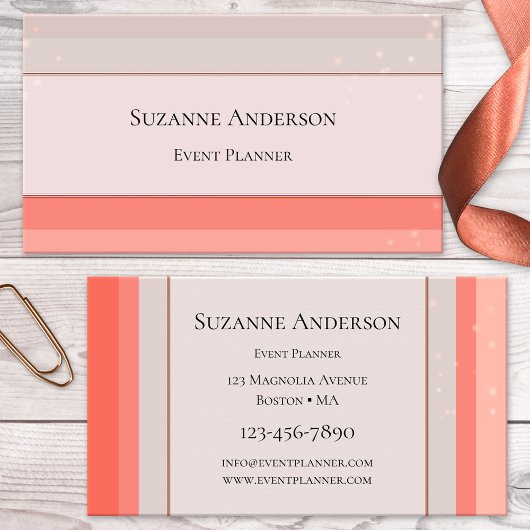 Coral Pink Sparkle Event Planner Visitekaartje