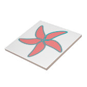 Coral Pink Starfish White Tegeltje (Zijkant)