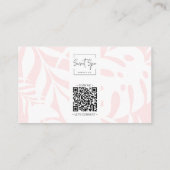 Coral Pink Tropical Leaf Beauty & Spa Foto QR Visitekaartje (Achterkant)