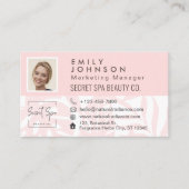 Coral Pink Tropical Leaf Beauty & Spa Foto QR Visitekaartje (Voorkant)