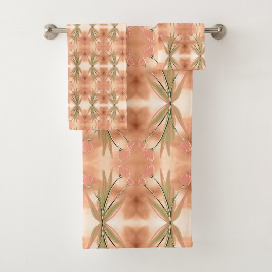 Coral Pink Tulip handdoek Set (Insitu)