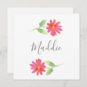 Coral Pink Waterverf Daisy Notitiekaartje (Voorkant / Achterkant)