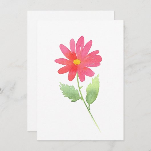 Coral Pink Waterverf Daisy Notitiekaartje (Voorkant / Achterkant)