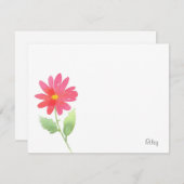 Coral Pink Waterverf Daisy Notitiekaartje (Voorkant / Achterkant)
