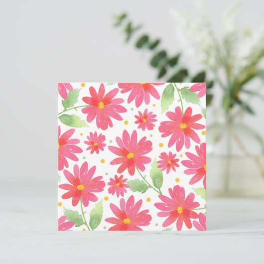 Coral Pink Waterverf Daisy Pattern 2 (Staand voorkant)