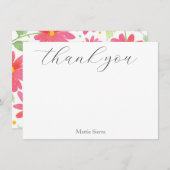 Coral Pink Waterverf Daisy Pattern 2 Bedankkaart (Voorkant / Achterkant)