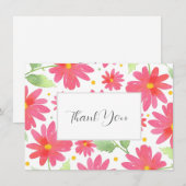 Coral Pink Waterverf Daisy Pattern 2 Bedankkaart (Voorkant / Achterkant)
