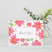 Coral Pink Waterverf Daisy Pattern 2 Bedankkaart (Staand voorkant)