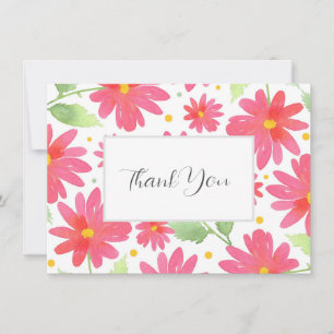 Coral Pink Waterverf Daisy Pattern 2 Bedankkaart