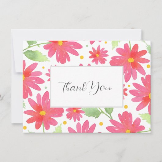Coral Pink Waterverf Daisy Pattern 2 Bedankkaart (Voorkant)
