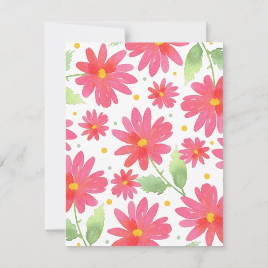 Coral Pink Waterverf Daisy Pattern 2 Kaart (Achterkant)