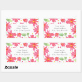 Coral Pink Waterverf Daisy Pattern 2 Rechthoekige Sticker (Vel)