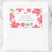 Coral Pink Waterverf Daisy Pattern 2 Rechthoekige Sticker (Tas)