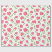 Coral Pink Waterverf Daisy Pattern Cadeaupapier (Vlak)